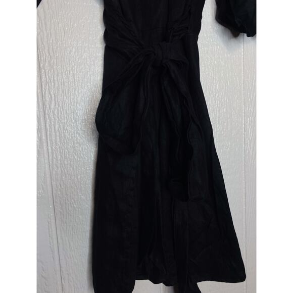 FAITHFULL THE BRAND 'Godiva' Black Linen Wrap Dress US 10 - Picture 8 of 12